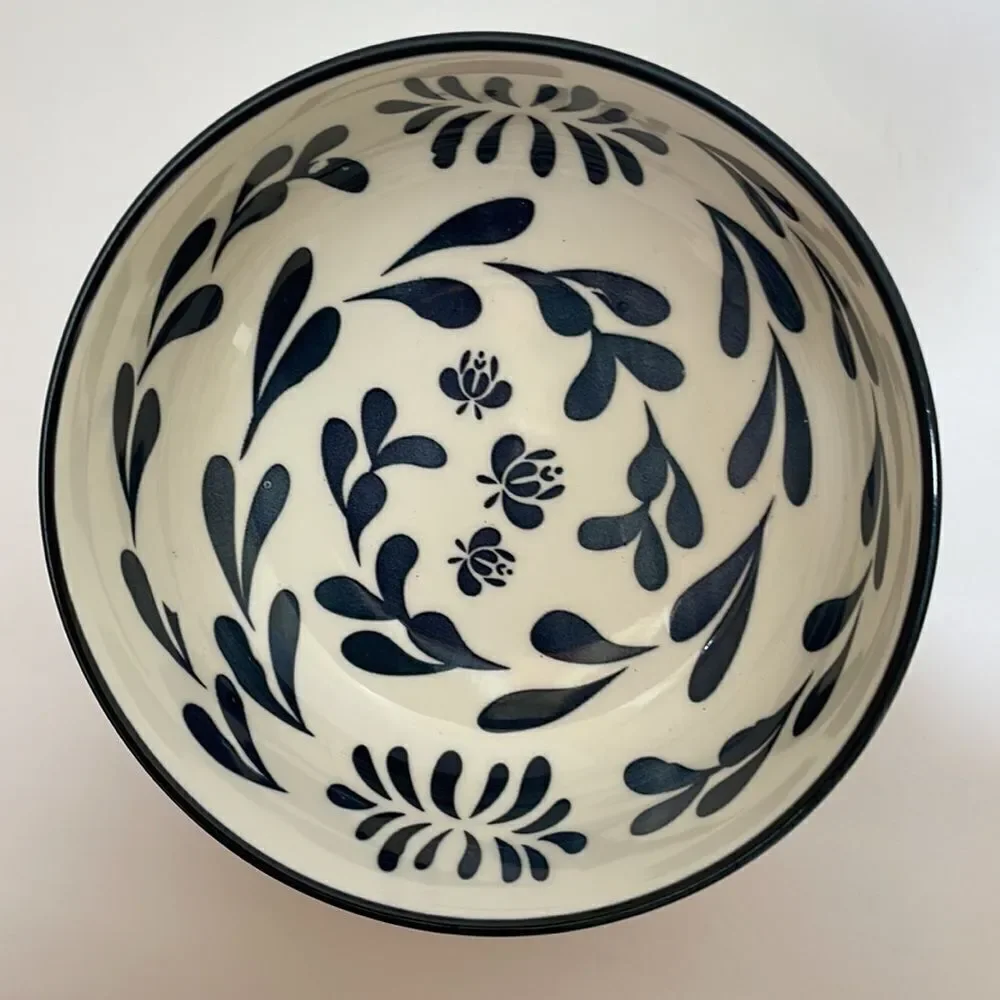 ORLY MAISON BOWLS IN NAVY‎ BLUE AND CREAM.  SET OF TWO